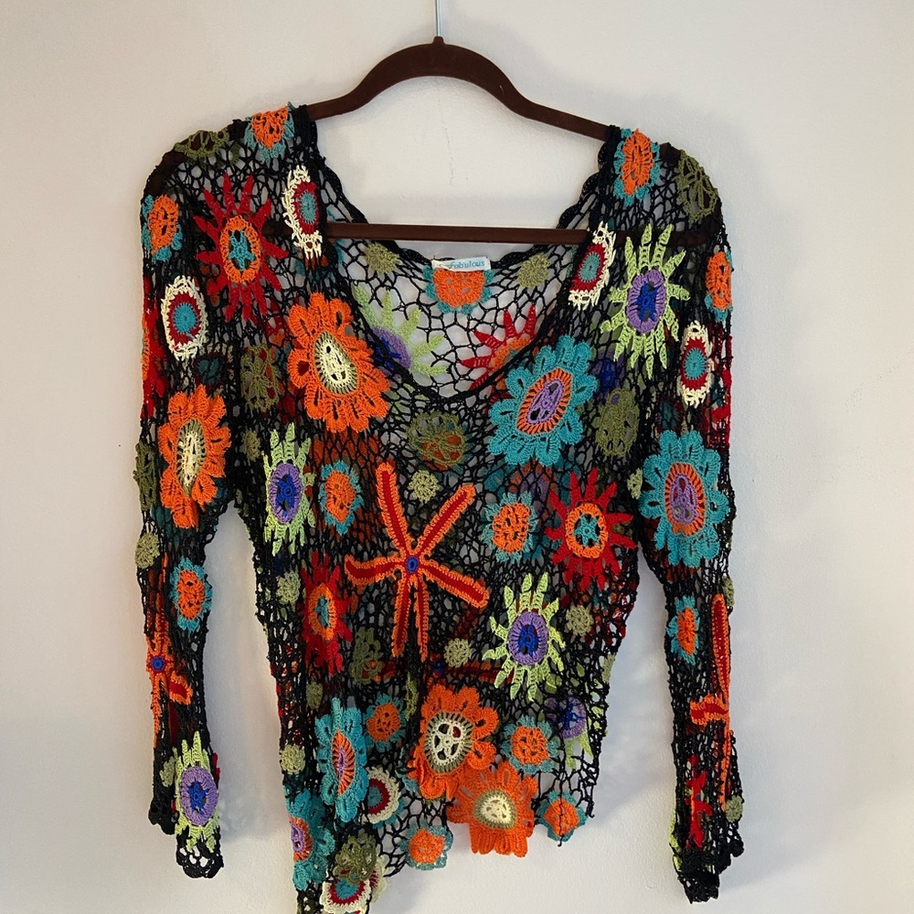 Thrifted Crotchet Floral Top